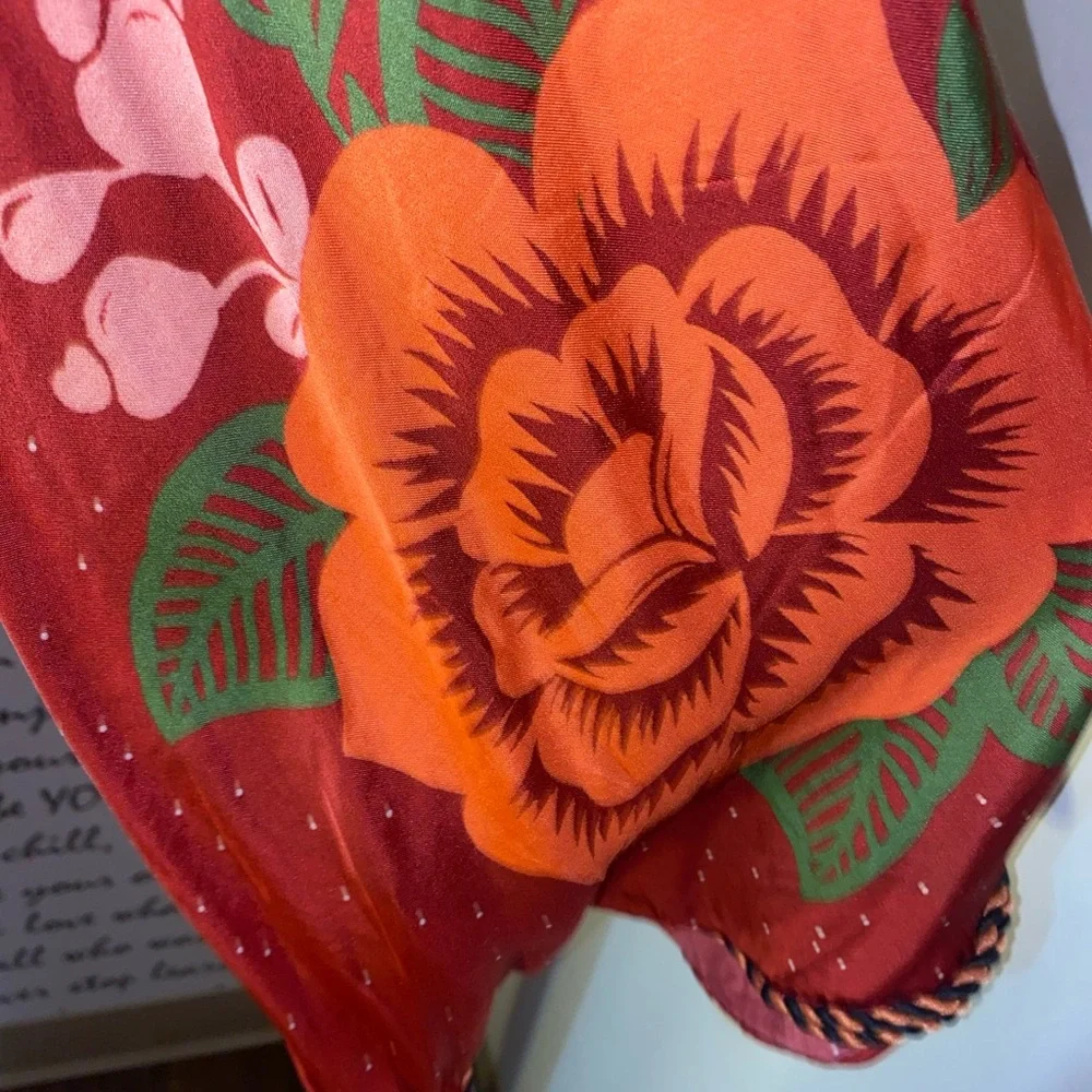 FARM RIO X ANTHROPOLOGIE ONE-SHOULDER PRINTED SATIN JUMPSUIT - Picture 9 of 14